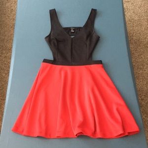 Open back cut out red and black dress